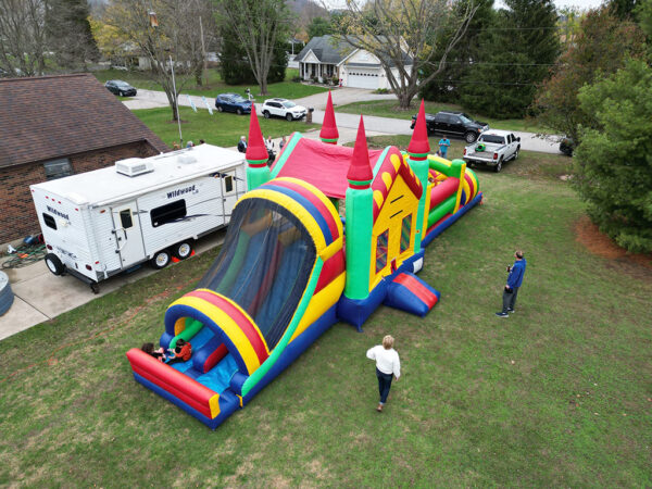 Combo Bounce & Slide House Green & Yellow Sky View for Kids