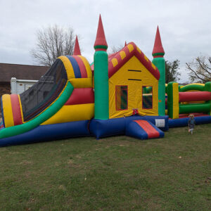 Combo Bounce & Slide House Green & Yellow Main View for Kids