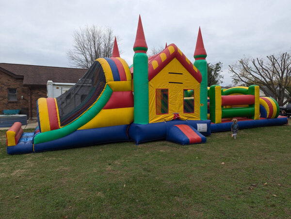 Combo Bounce & Slide House Green & Yellow Main View for Kids